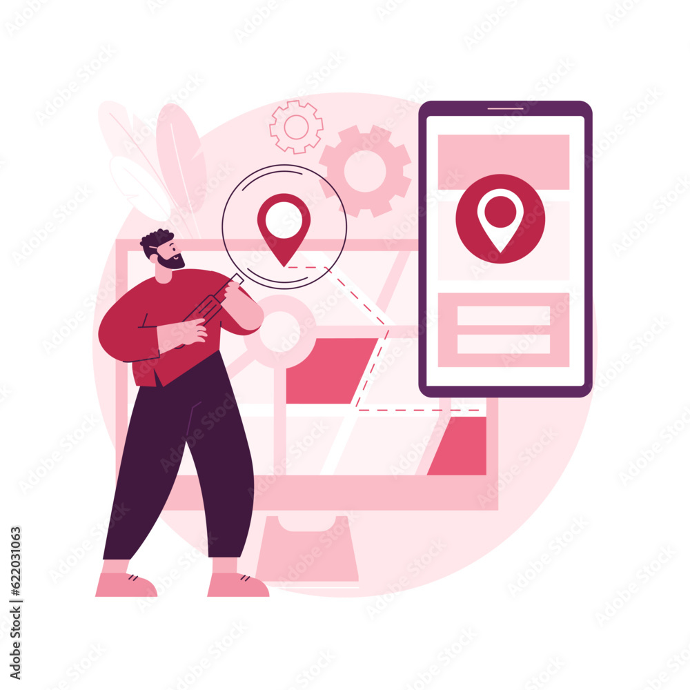 Poster cross-device tracking abstract concept vector illustration. multi device use and reports, one user p