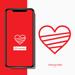 vector phone and heart icon 