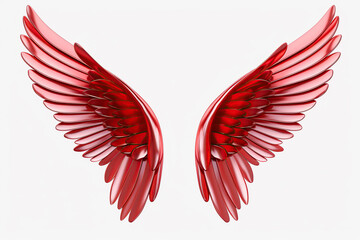 red angel wings on a white background Generative AI	
