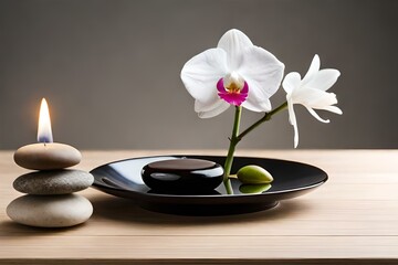 Obraz na płótnie Canvas spa stones and orchid