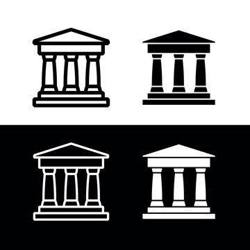 Ancient Greek temple icon. Symbol of history and museum. Building or architecture pictogram.