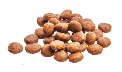  Delicious group of dog food balls over isolated white background