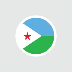 Flag of Djibouti. Djiboutian blue and green flag, triangle with a star. State symbol of the Republic of Djibouti.
