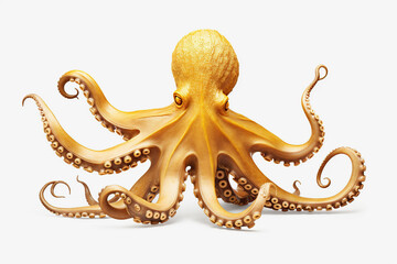 gold octopus on a white background Generative AI	

