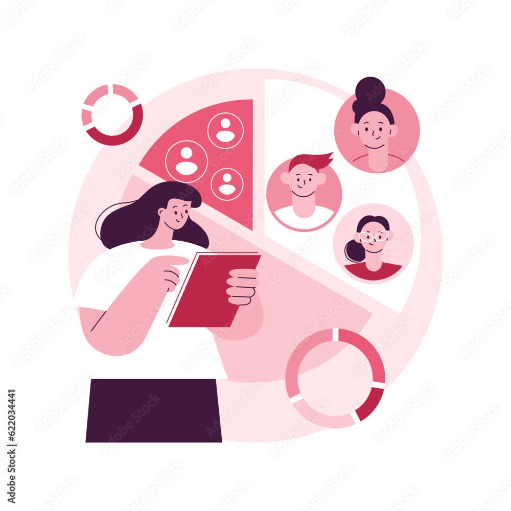 Poster audience segmentation abstract concept vector illustration. customer segmentation, digital marketing