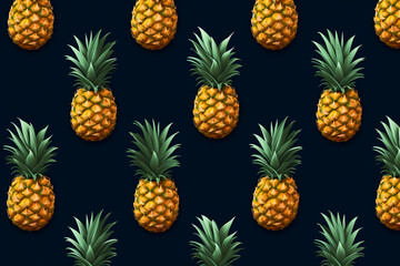 pineapple pattern on a dark blue background, AI generated
