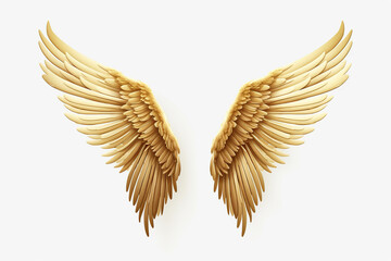 gold angel wings on a white background Generative AI	
