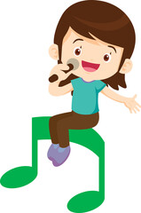 music kids. Children sing and Playing Musical instruments on note