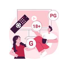 Content rating abstract concept vector illustration. Media and tv rating, content classification system, audience age limitation, censorship classification, games and apps abstract metaphor.