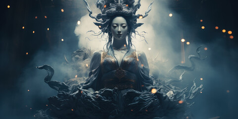 Guanyin, Chinese goddess of mercy. Generative AI