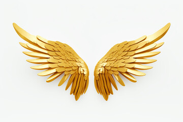 gold angel wings on a white background Generative AI	
