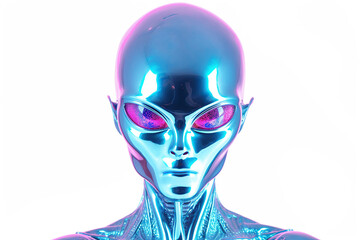 holographic alien on white background Generative AI	
