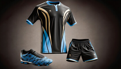 Soccer shirt in black and blue colors - Generative AI