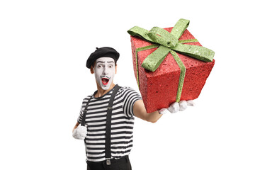 Mime holding a red present box