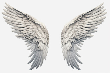 Silver angel wings on a white background Generative AI	
