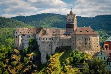 Fotobehang Loket Castle, a 12th-century gothic castle in the Karlovy Vary Region, Czech Republic © Milos