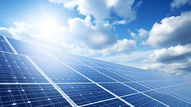 Solar Power: solar panels with sun shining on them, emphasizing renewable energy.
generative ai