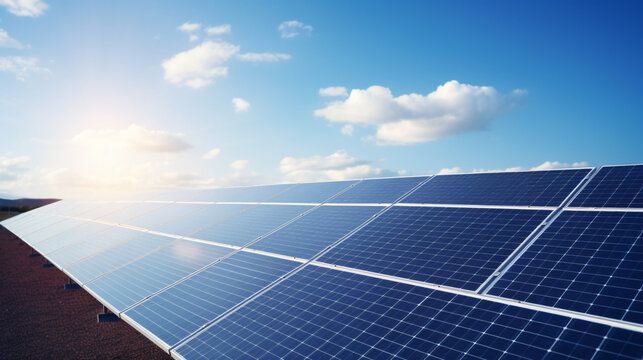 Solar Power: solar panels with sun shining on them, emphasizing renewable energy.
generative ai