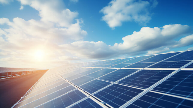 Solar Power: solar panels with sun shining on them, emphasizing renewable energy.
generative ai