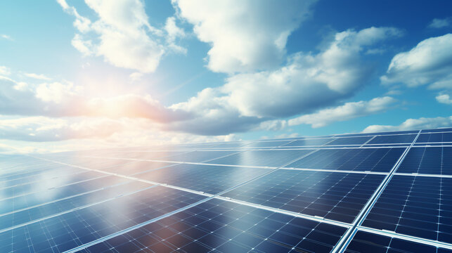 Solar Power: solar panels with sun shining on them, emphasizing renewable energy.
generative ai