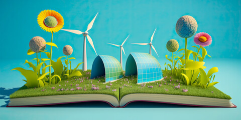 Green House, Green Energy, and Circular Economy Concept - Generative AI