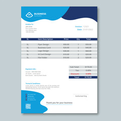 Modern and blue invoice design and template