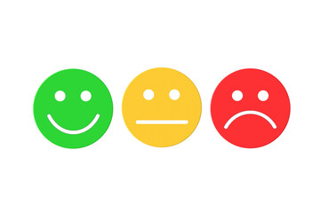 Set of emotion faces isolated on white background. Top view. 3d render