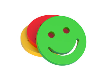 Heap of emotion faces isolated on white background. 3d render