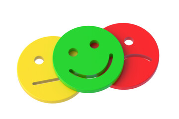 Group of emotion faces isolated on white background. 3d render