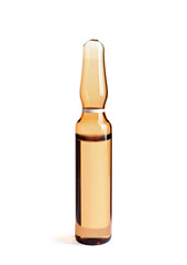 Glass ampule on white background