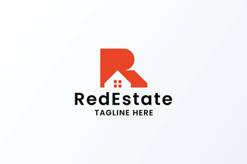 Red Real Estate Letter R Pro Logo Template
