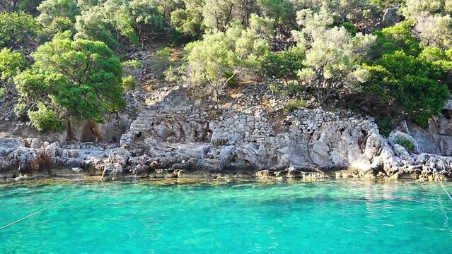 Close up view of Gemile Island , st. Nicholas island near Fethiye, Turkey