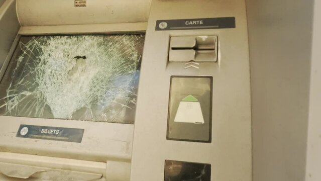 Crashed ATM or cash machine