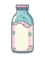 Fresh organic milk in glass bottle illustration