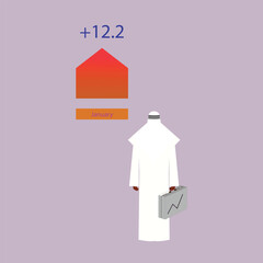 Arab business man and woman with business graph
