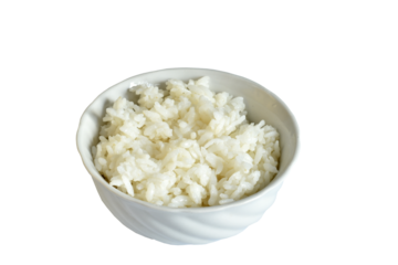 Rice porridge in a bowl. Boiled grains of white rice.