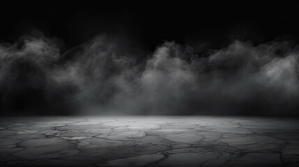 black room with fog