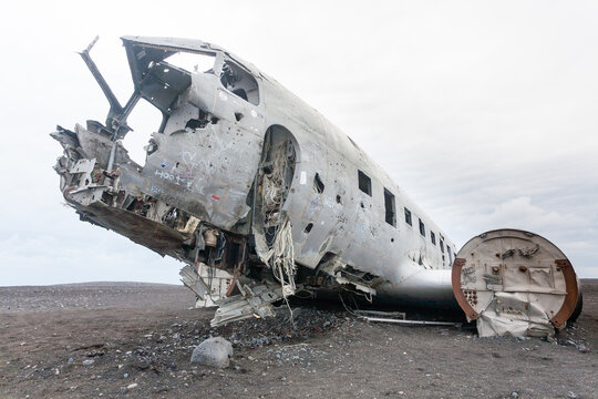 Solheimasandur plane wreck view. South Iceland landmark