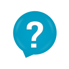 iconi question in blue color with question mark in the center balloon for button