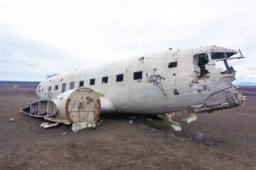 Solheimasandur plane wreck view. South Iceland landmark