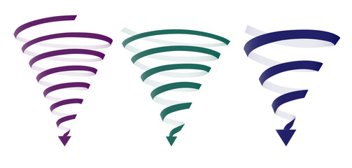 Set of colorful spiral arrows