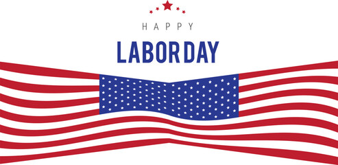 Cartel de dia laboral con tipografía la bandera americana sobre un fondo blanco. Vector 