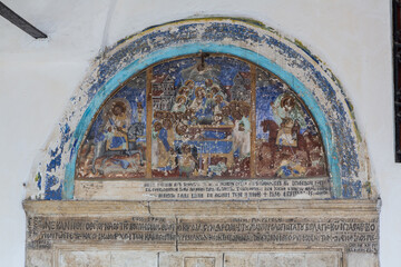 Fototapeta premium Berat, Albania - 8 September 2021: Orthodox fresco in the church in Berat