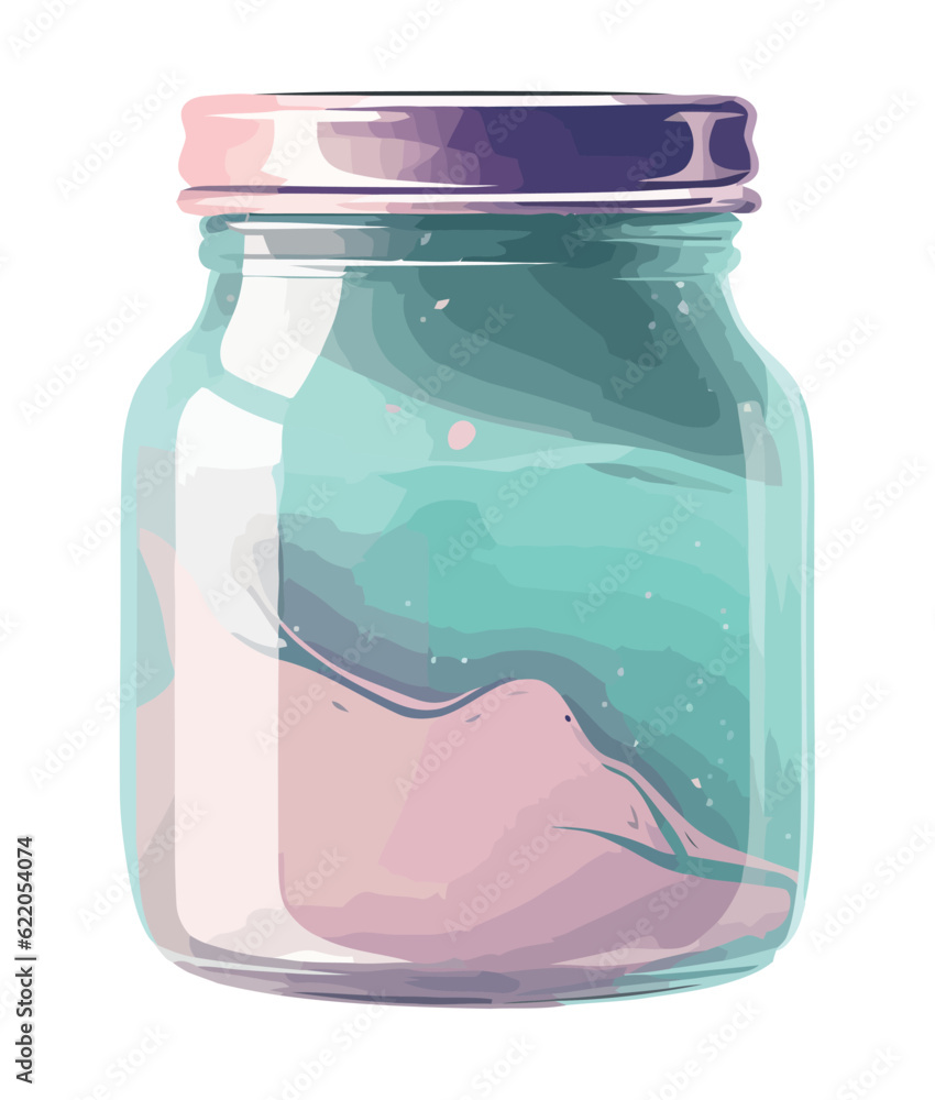 Poster glass jar, abstract sryle icon isolated