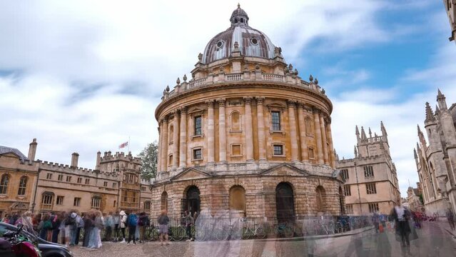 Timelapse of the University of Oxford, Radcliffe Camera and All Souls College in England, UK. The University of Oxford is the oldest university in the English - speaking world