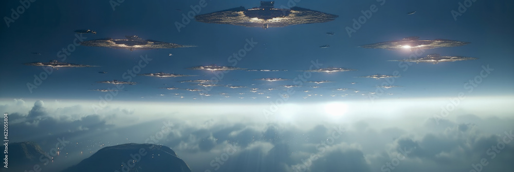 Poster ufo attacking earth - generative ai
