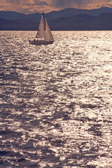 Sailing on lake Champlain, Vermont.