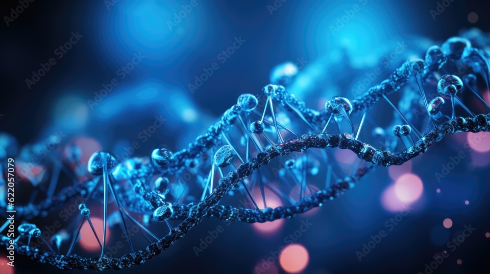 Aufkleber a close up of a double strand of dna. generative ai image.