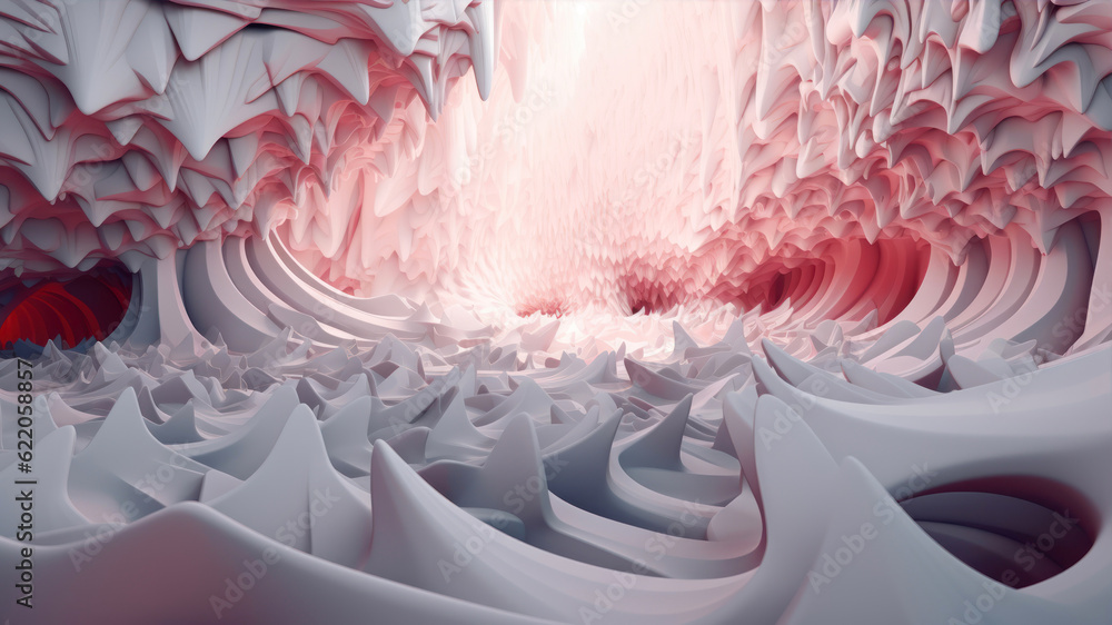Poster 3d rendering of abstract wavy background. futuristic shape design. generative ai