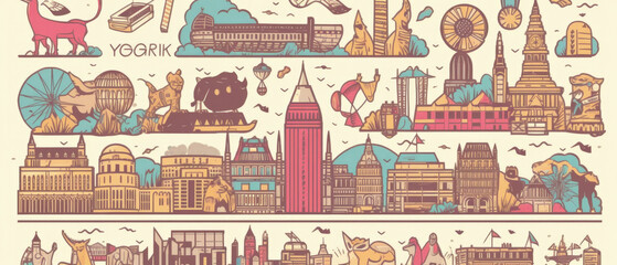 Kenya Famous Landmarks Skyline Silhouette Style, Colorful, Cityscape, Travel and Tourist Attraction - Generative AI